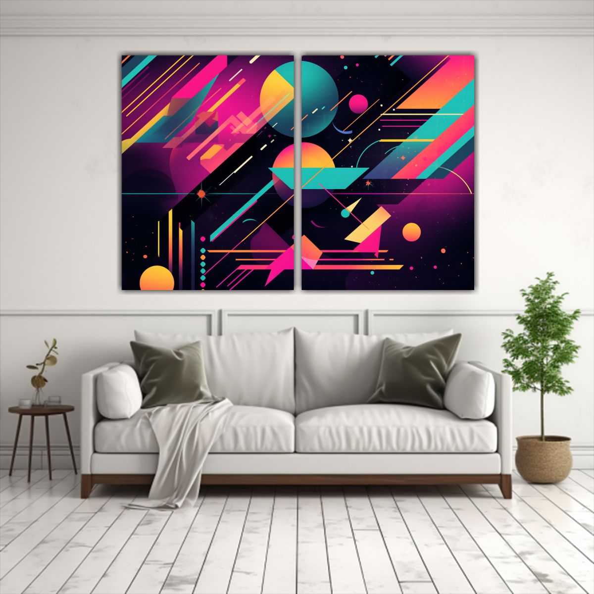 GENERICO - Pinturas Vintage Con Símbolos De Los 80 En Un 80x60 Cm