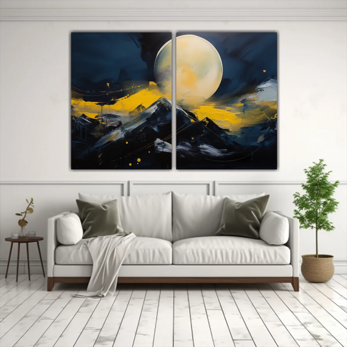 GENERICO - Cuadro Decorativo Cuadro Luna Amarilla En Cielo 80x50 Cm