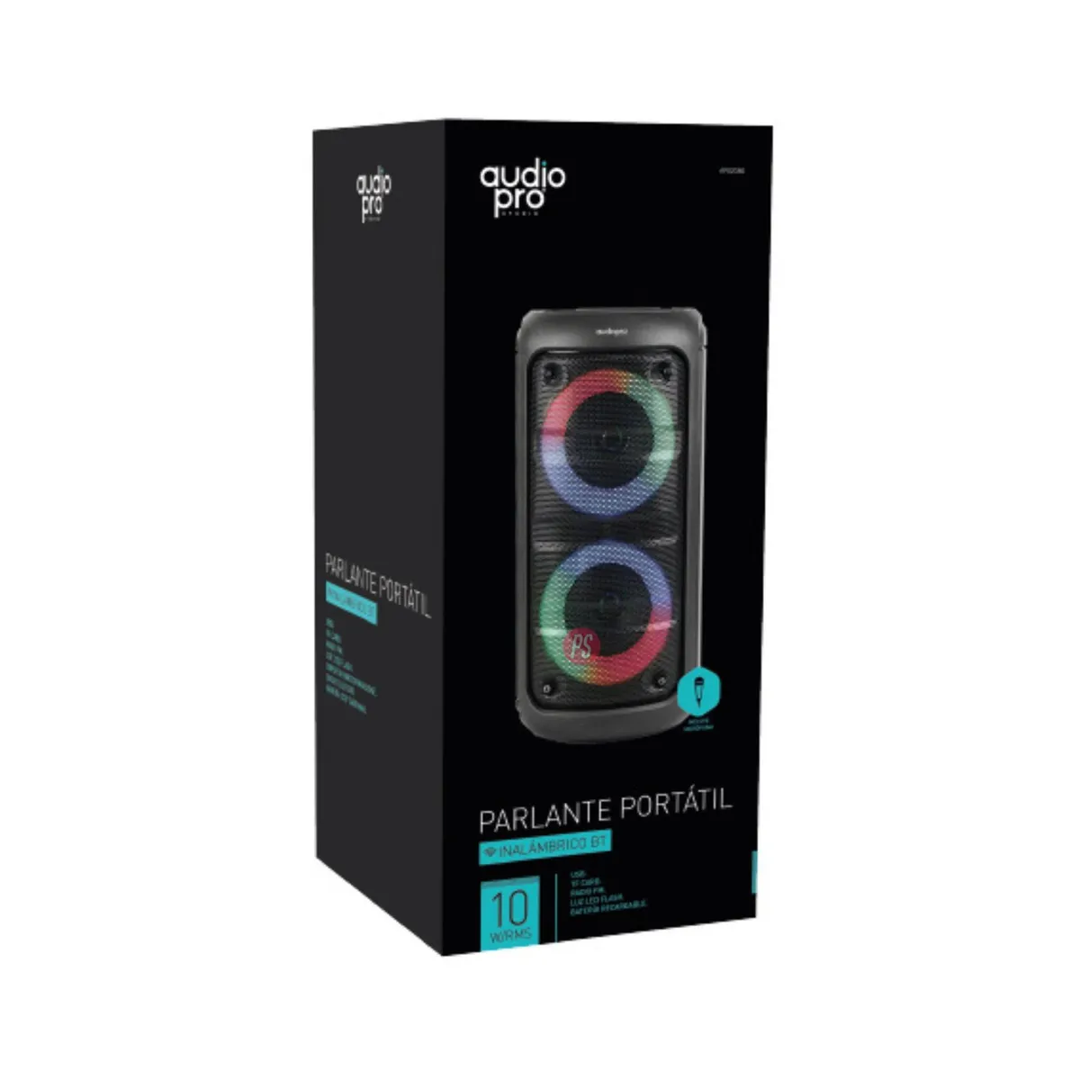 AUDIO PRO - Parlante Bluetooth Karaoke Con Micrófono Luz Flash 10w - Ps
