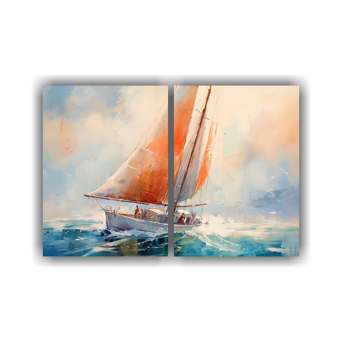 GENERICO - Pintura Decorativa Clásica De Un Barco Navegando 80x50 Cm