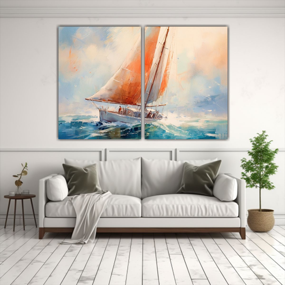 GENERICO - Pintura Decorativa Clásica De Un Barco Navegando 80x50 Cm