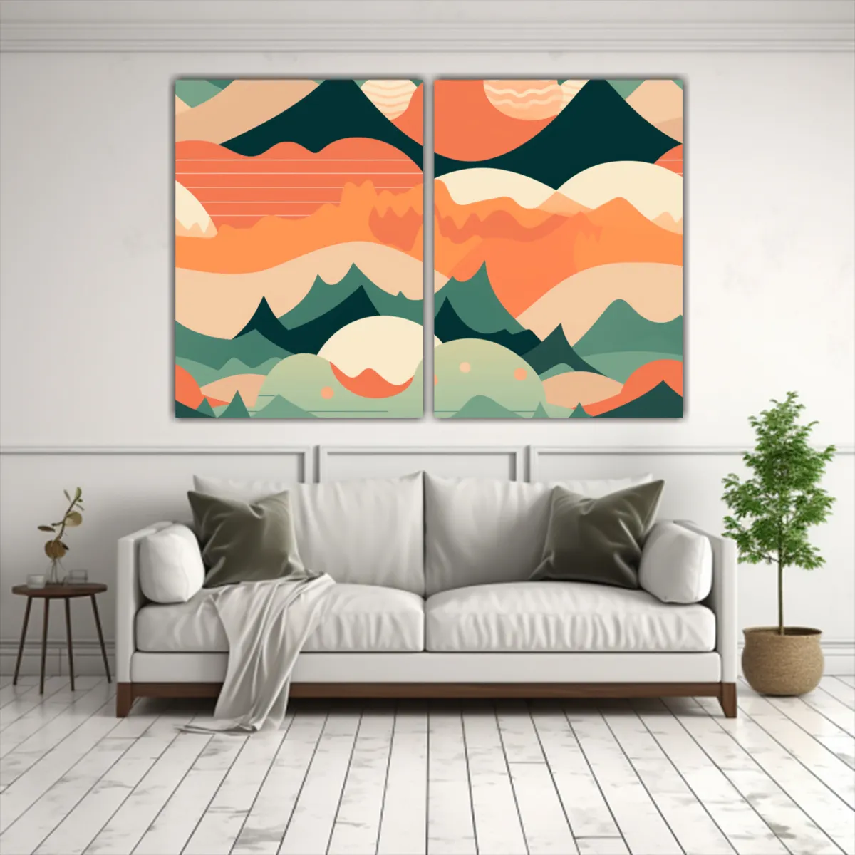 GENERICO - Cuadro Arte Acuarela Montaña Paisaje Naturaleza 80x60 Cm
