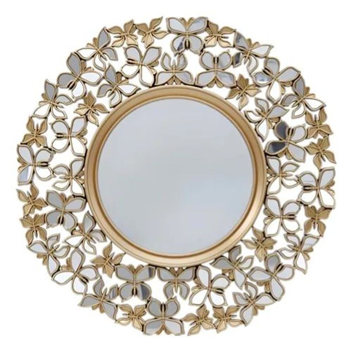 GENERICO - Espejo Decorativo 60cm Diseño Mariposas Dorado