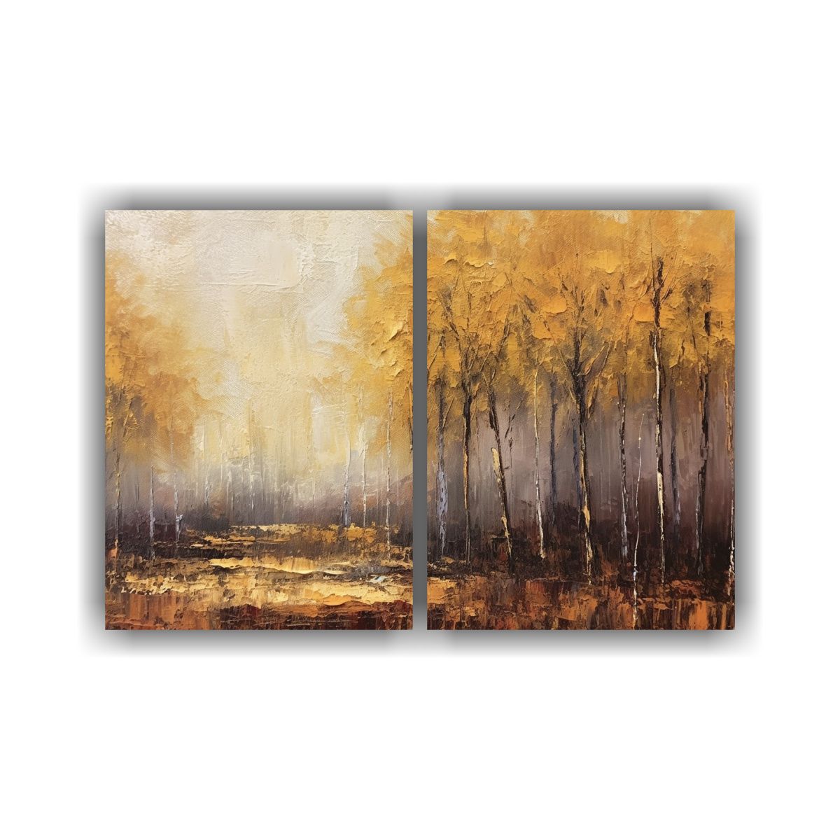 GENERICO - Pintura Abstracta Al óleo De Paisaje Otoñal En 80x60 Cm