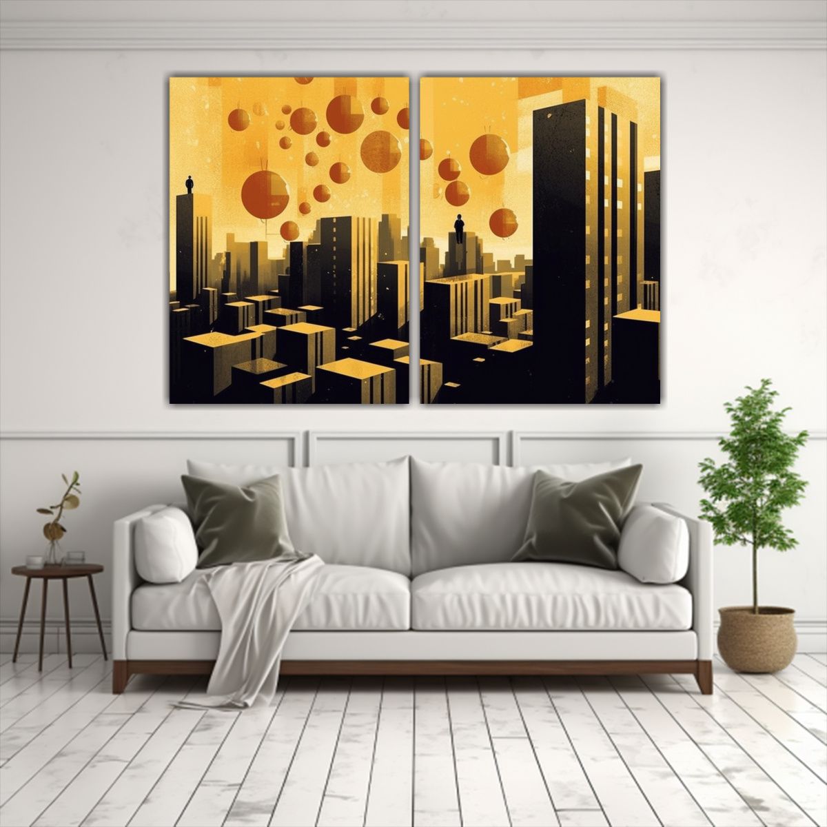 GENERICO - Cuadros Vintage Formación Oro Y ámbar 80x50 Cm