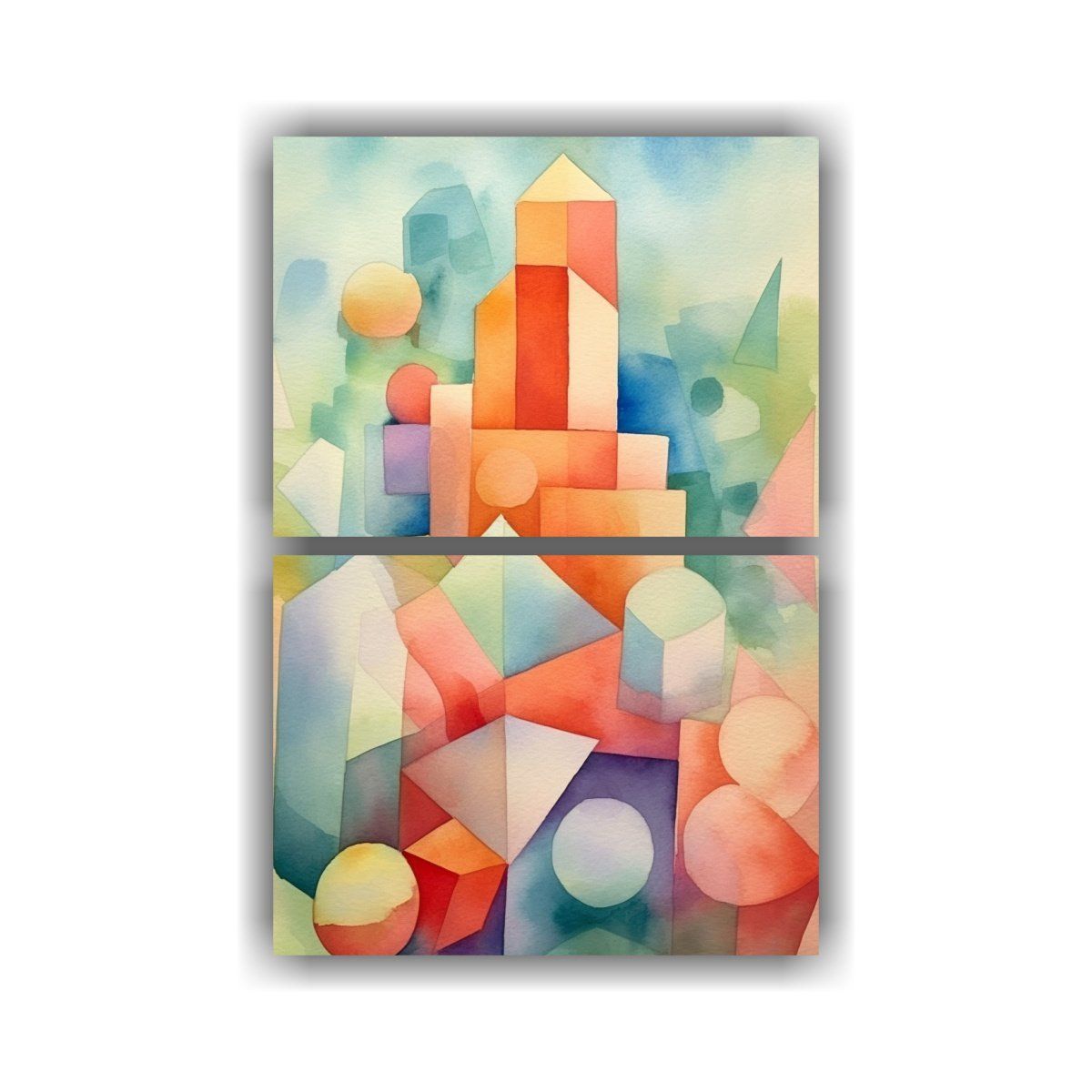 GENERICO - Pinturas Abstractas Acuarela Forma Geométrica 30x40 Cm