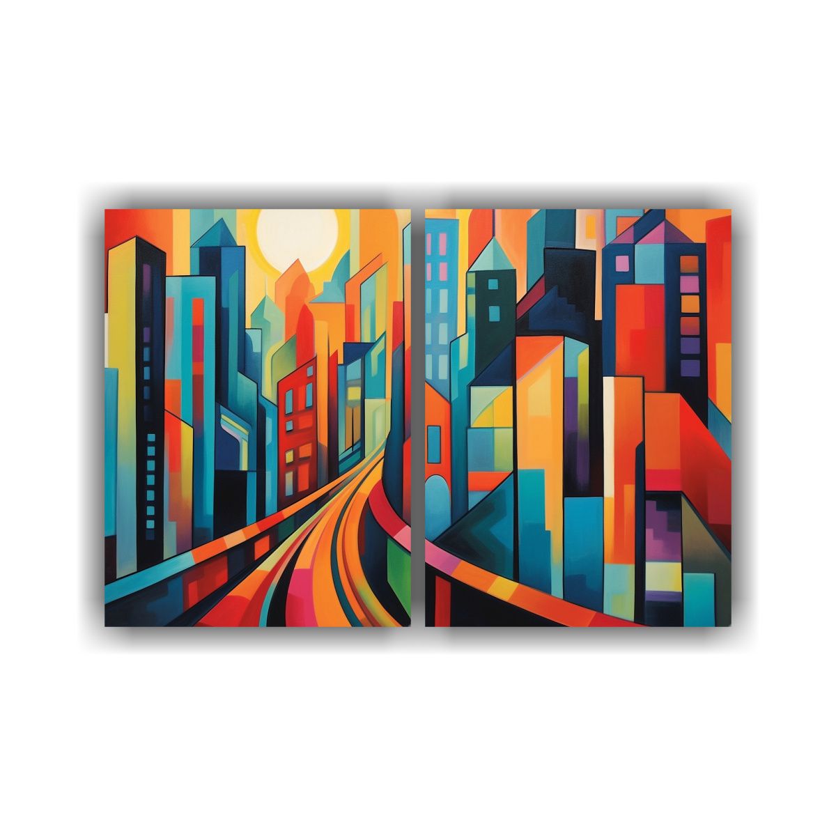 GENERICO - Cuadros Modernos Ciudad Colorida Y Audaz Con 80x60 Cm