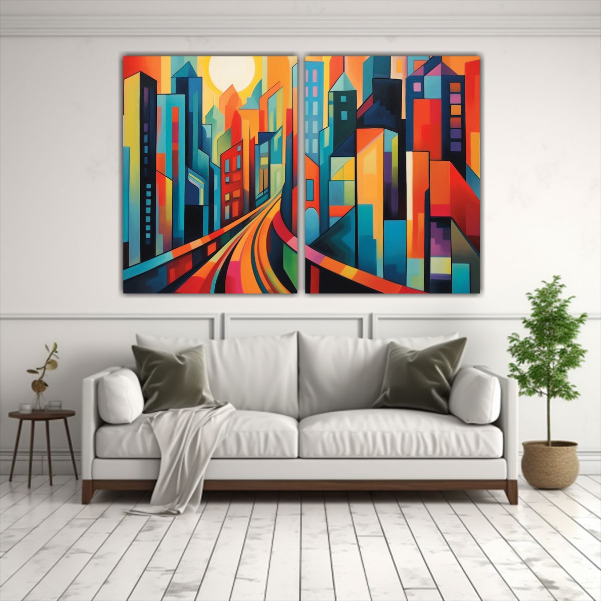 GENERICO - Cuadros Modernos Ciudad Colorida Y Audaz Con 80x60 Cm