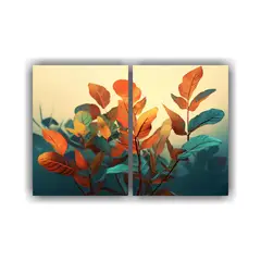 GENERICO - Pinturas Otoñales De Escena Vegetal En Dos 80x50 Cm