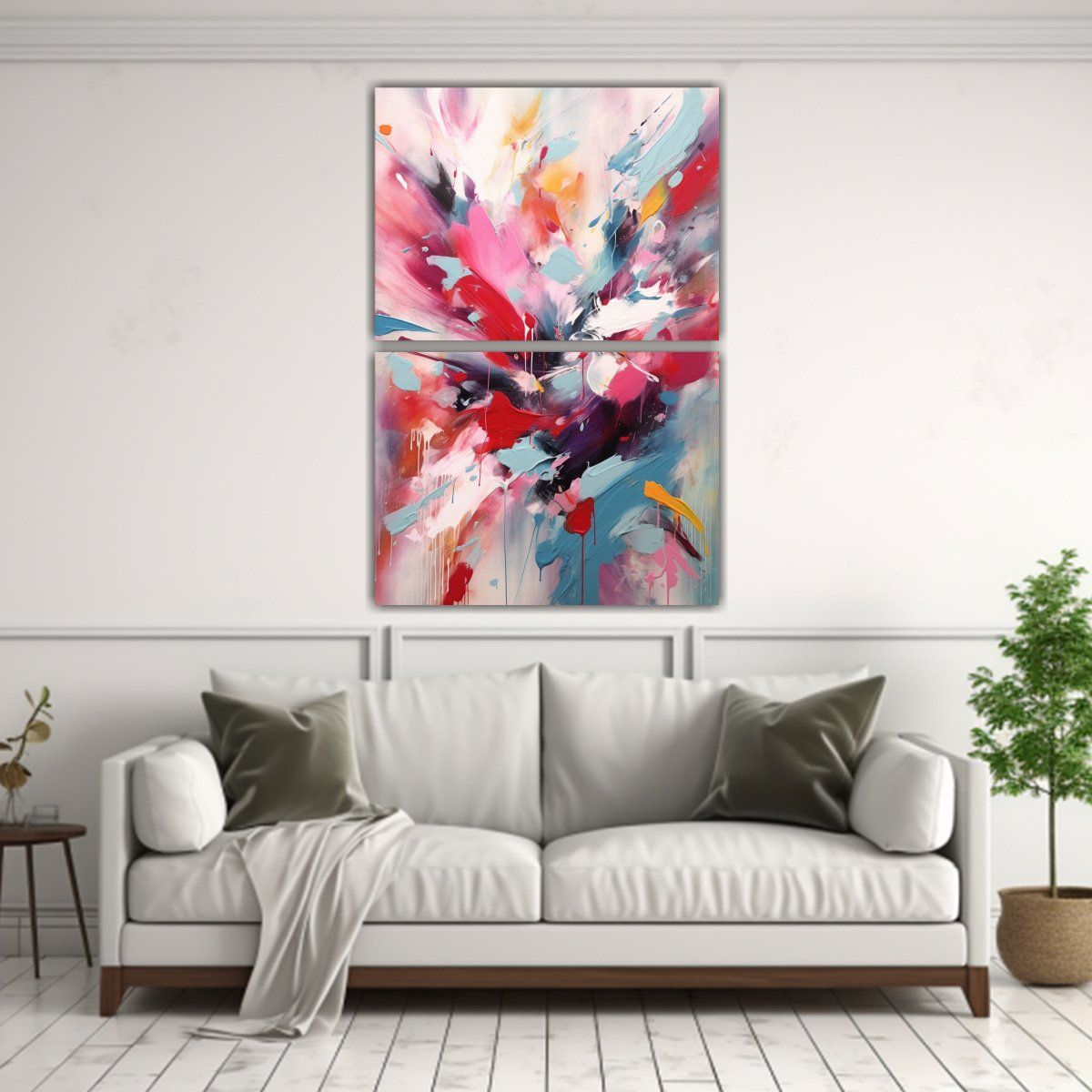 GENERICO - Pintura Abstracta Set 2 Lienzos Composición 30x40 Cm