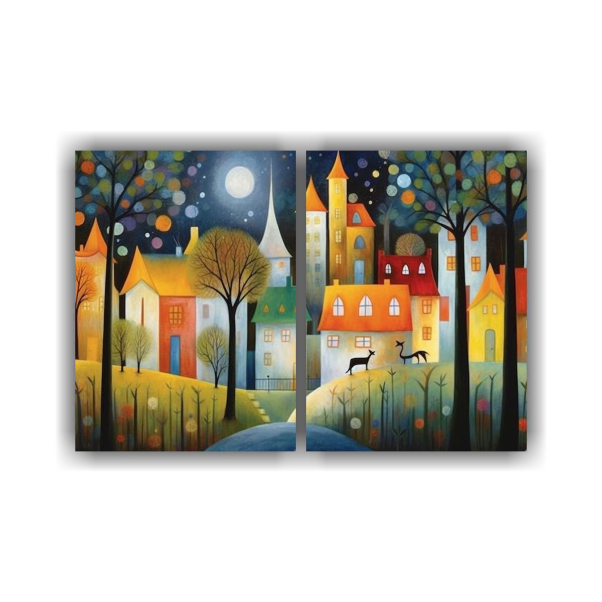 GENERICO - Pinturas Murales De Bosque Encantado En Ciudad 80x50 Cm