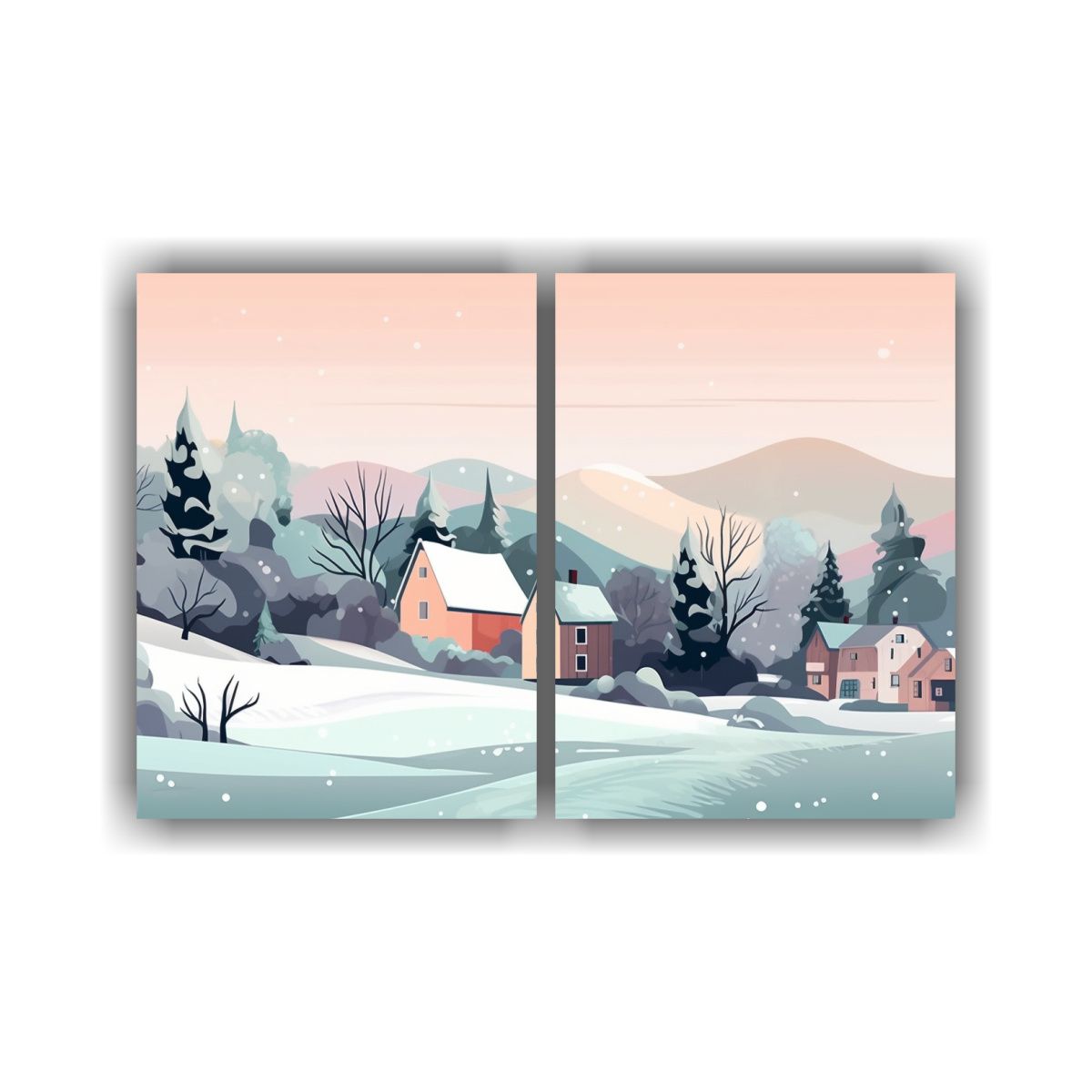 GENERICO - Pintura De Invierno Con Aldea Bonita Y Colores 80x50 Cm