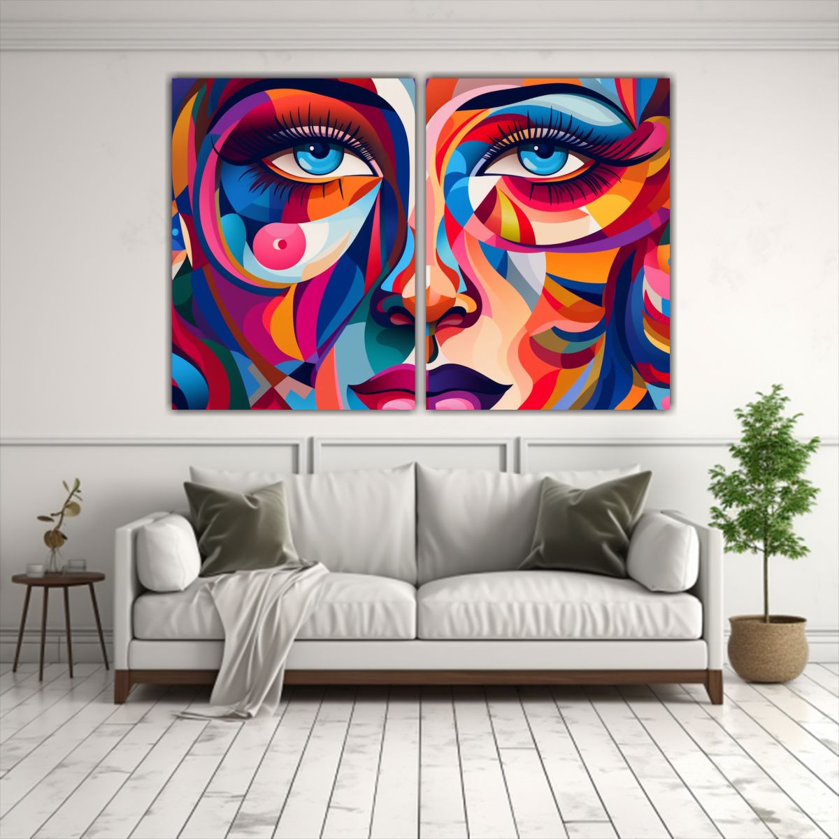 GENERICO - Cuadros Tela Estilo Galería Formas Superpuestas 80x50 Cm