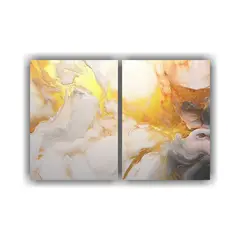 GENERICO - Cuadro Abstracto En Tonos Dorados Y Blancos 80x50 Cm