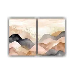 GENERICO - Díptico Montaña Brumosa Minimalista Lienzo 40x30 Cm