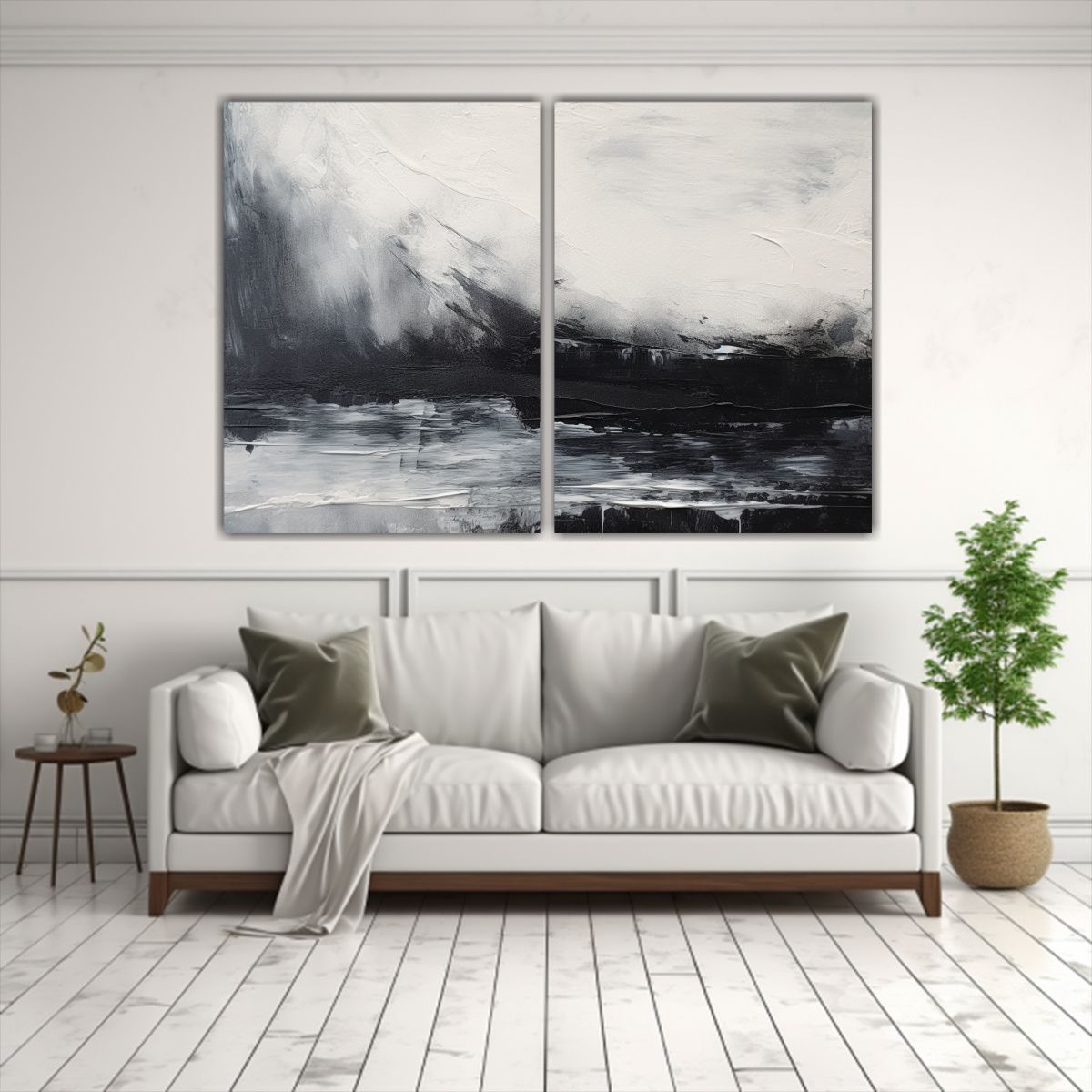 GENERICO - Pintura Abstracta Impactante En Blanco Y Negro 80x50 Cm