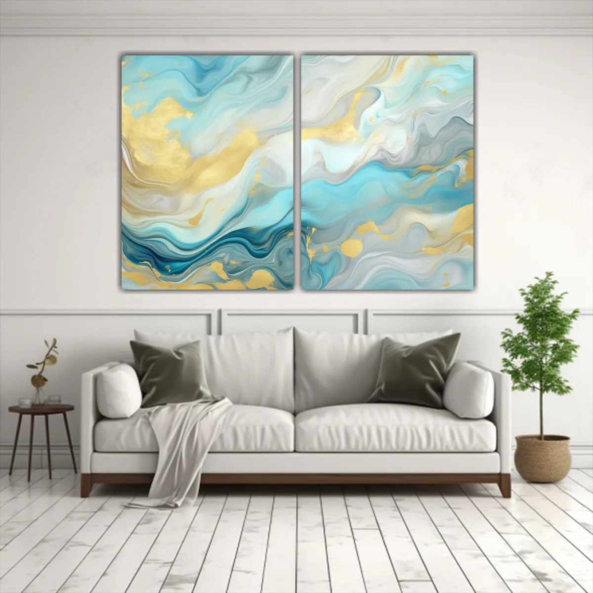 GENERICO - Cuadros Abstracción Espacio Textura Cremosa Azul 80x60 Cm