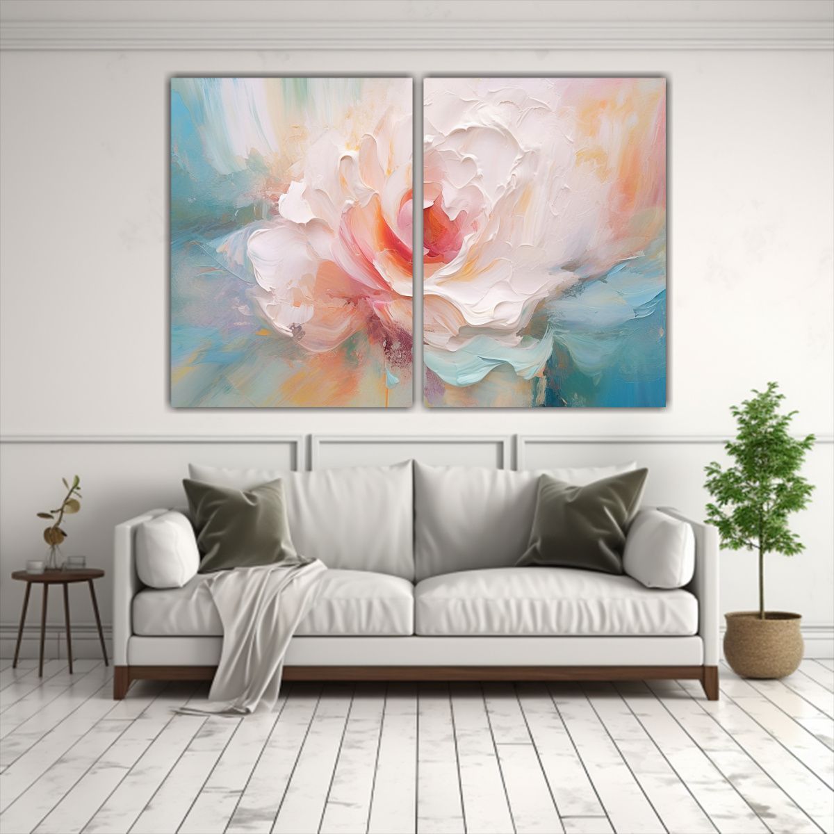 GENERICO - Cuadros Abstractos En Lino Blanco Para 40x30 Cm