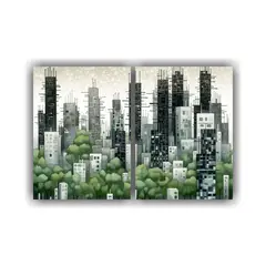 GENERICO - Cuadro De Ciudad En Blanco Y Negro Para 40x30 Cm