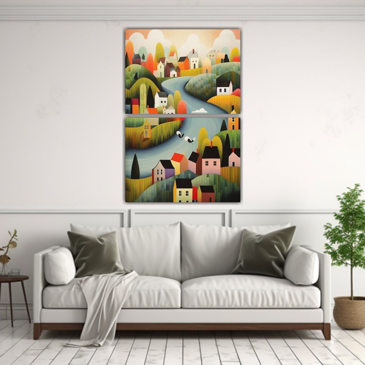 GENERICO - Cuadros Hermoso Paisaje Sereno De Pueblo En 30x40 Cm