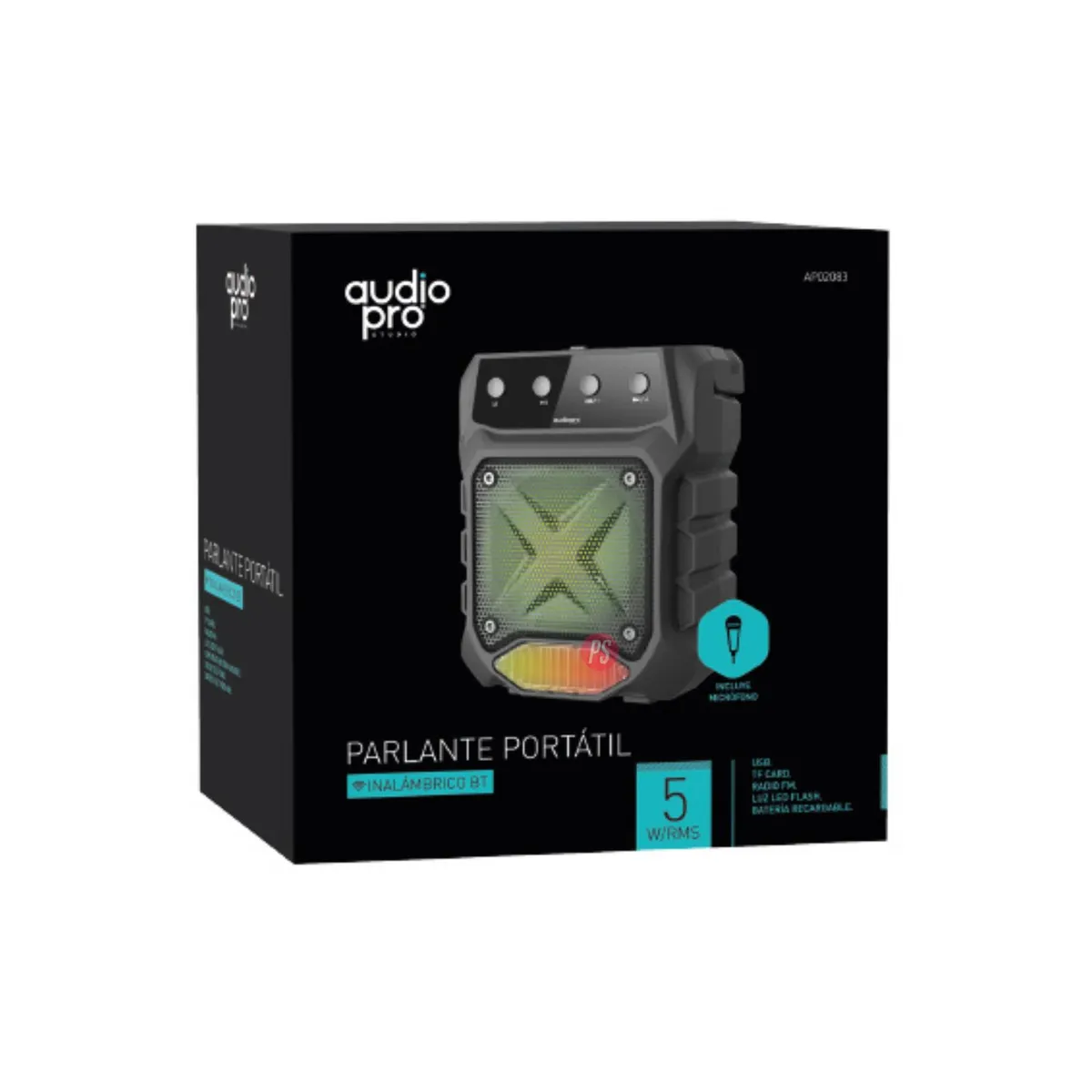 AUDIO PRO - Parlante Bluetooth Con Micrófono E Iluminación Rgb Negro - Ps