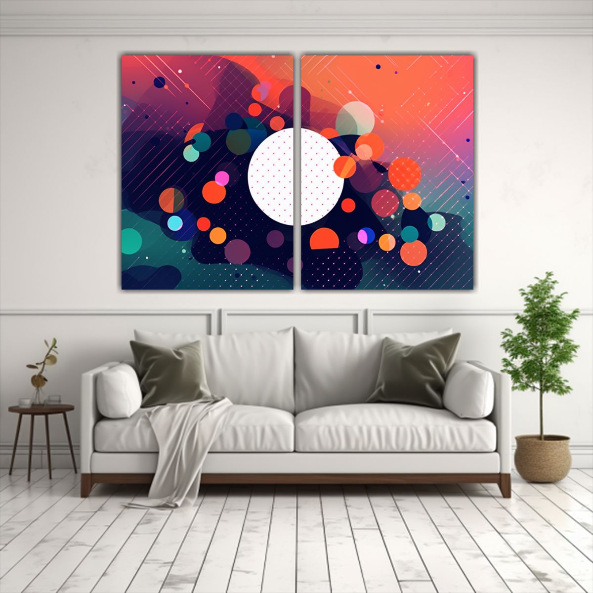 GENERICO - Cuadro Abstracto Puntos En Fondo De Semitono Para 80x50 Cm