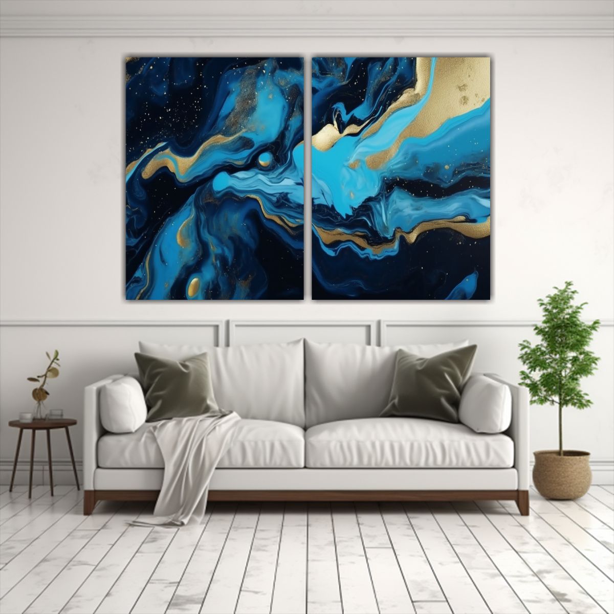 GENERICO - Cuadros Abstractos Estilo Marmolado Liquido En 80x60 Cm