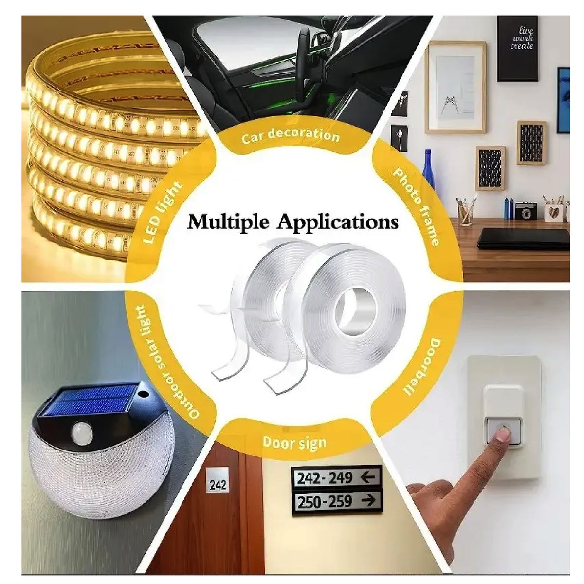 GENERICO - Cinta Silicona Adhesiva Doble Contacto Transparente Ivy Grip 3MT