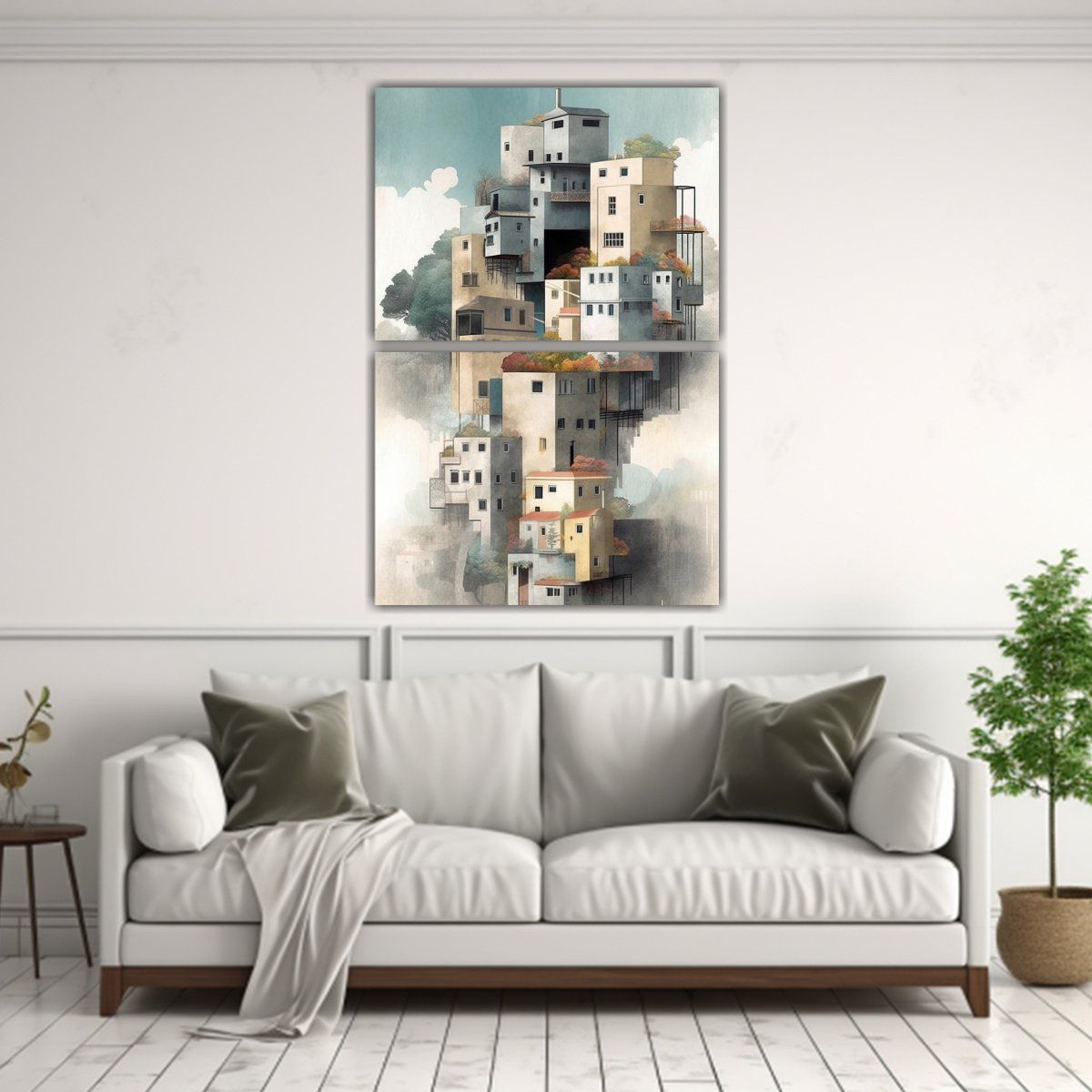 GENERICO - Conjunto De 2 Telas En Bastidor De Paisaje Urbano 30x40 Cm