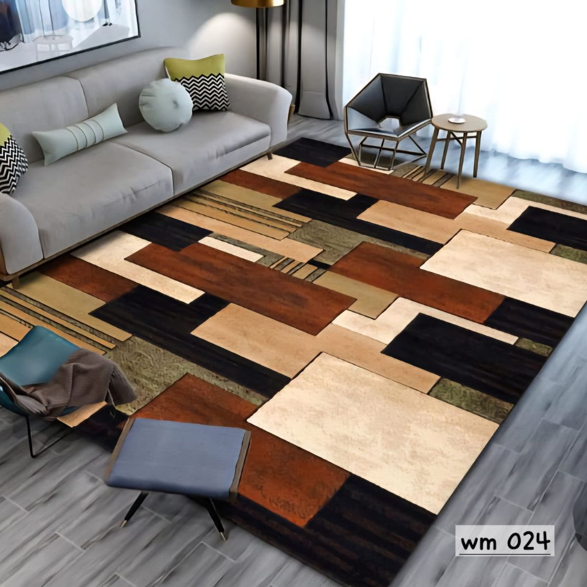 GENERICO - ALFOMBRA PARA LIVING ANTIDESLIZANTE CON DISEÑOS TRIDIMENCIONALES