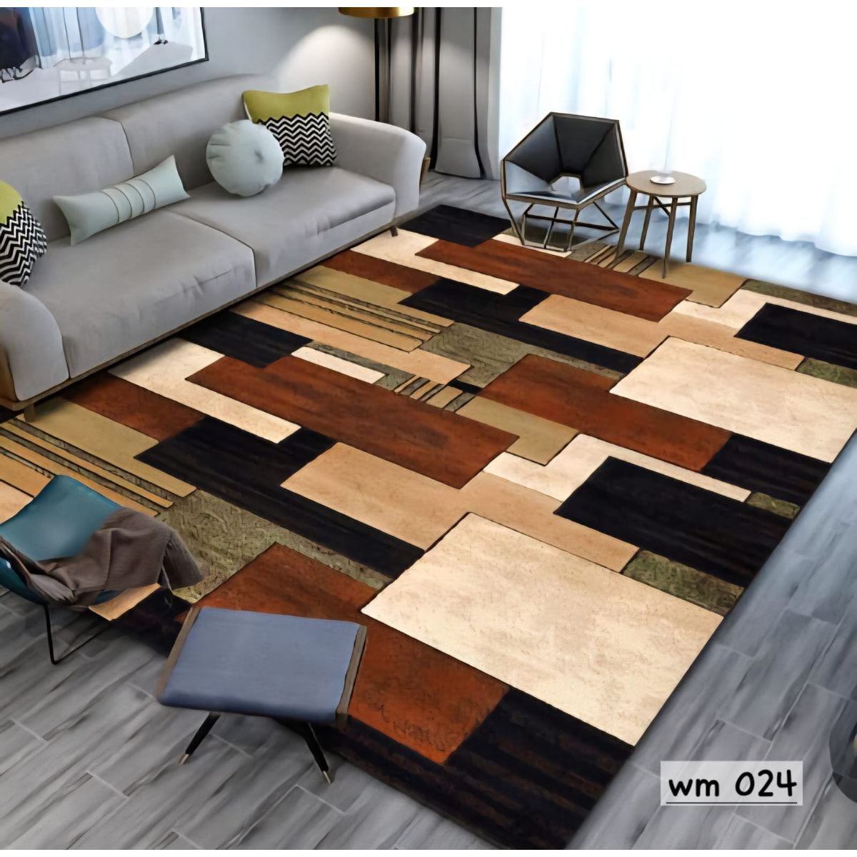 GENERICO - ALFOMBRA PARA LIVING ANTIDESLIZANTE CON DISEÑOS TRIDIMENCIONALES