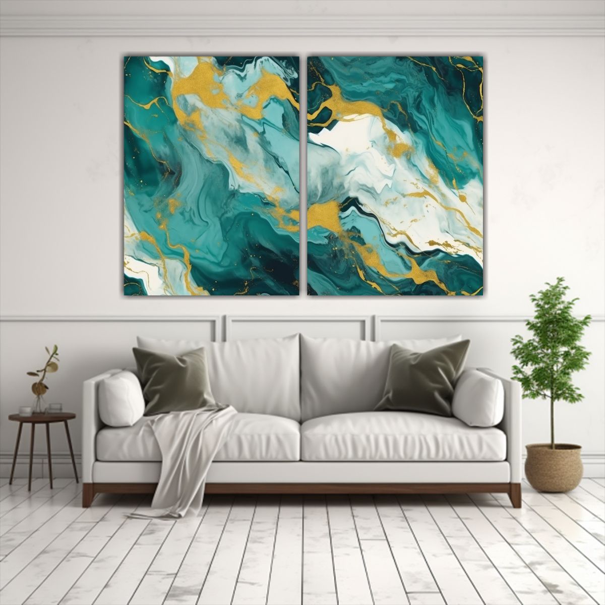 GENERICO - Cuadros Galería Sala Minimalistas En Dorado Y 80x60 Cm