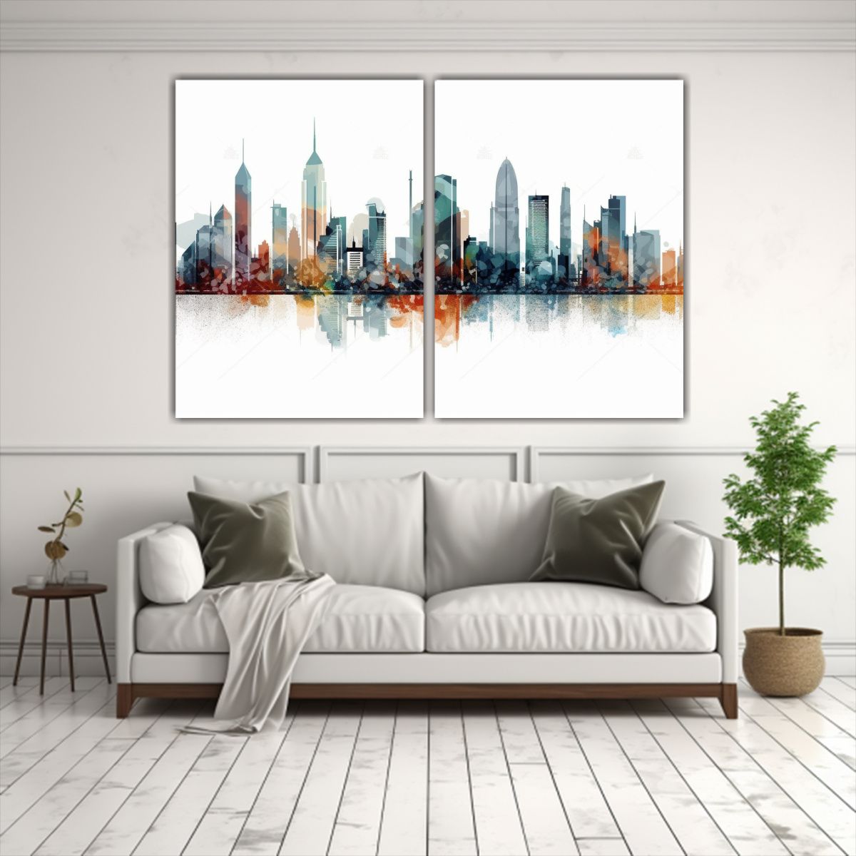GENERICO - Cuadros Urbanos Modernos En Lienzo Cálido Y 80x50 Cm