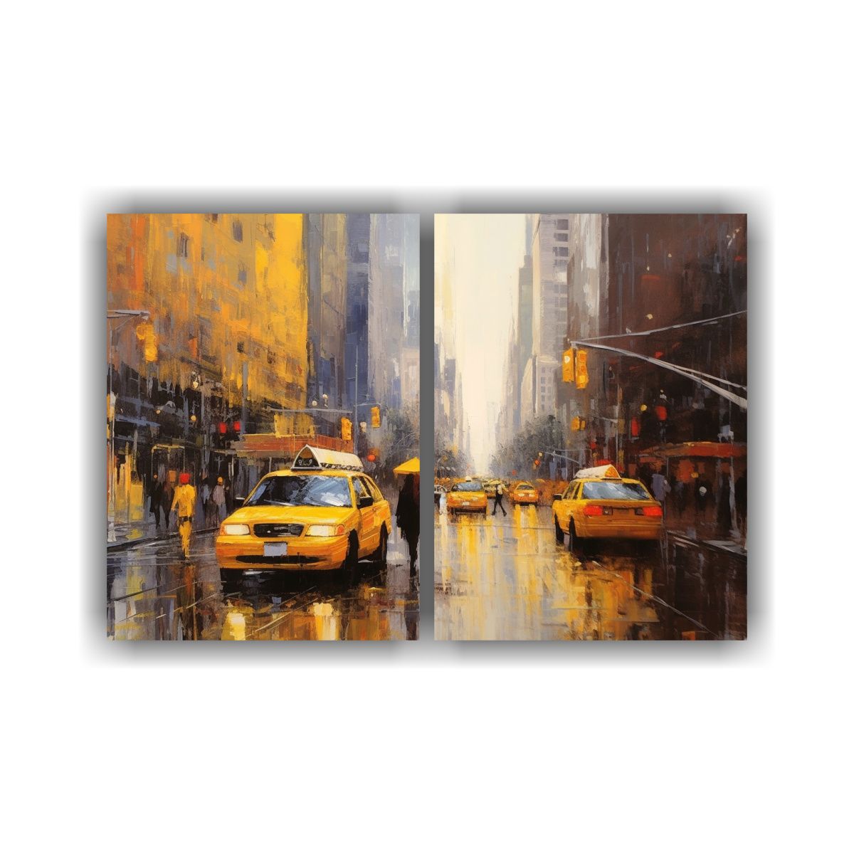 GENERICO - Pintura Al óleo En Lienzo De Relieve Diptico De 40x30 Cm