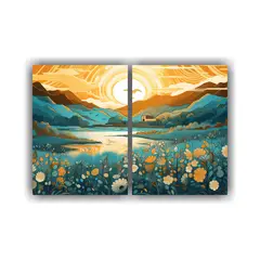 GENERICO - Pintura Vintage Muestra Amanecer En Estilo 80x50 Cm