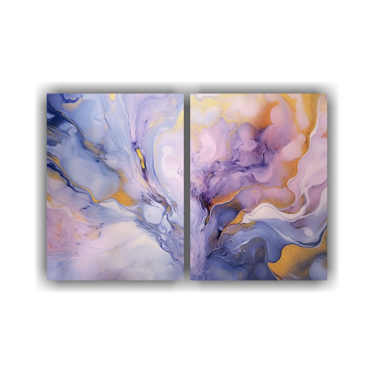 GENERICO - Conjunto 2 Telas Bastidor Abstracto Mármol Azul 80x50 Cm