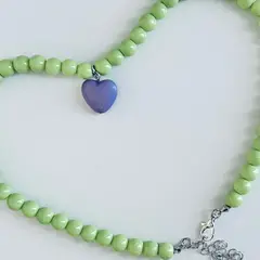 VC ACCESORIOS - Collar de Cuentas dije Corazon Lila