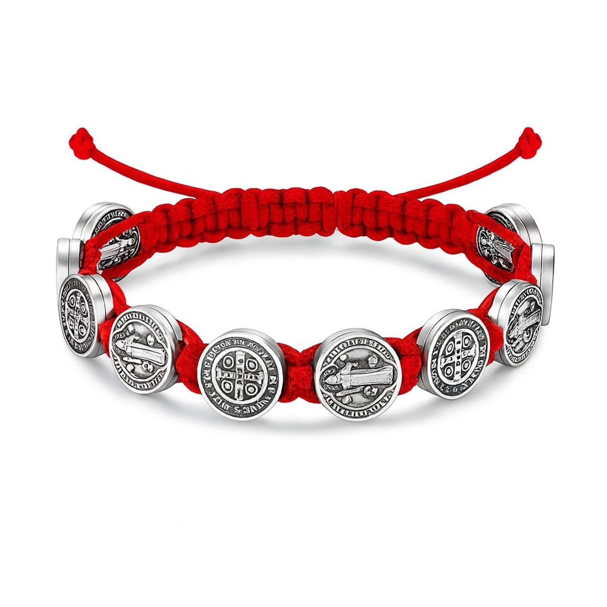 TODOJOYAS - Pulsera Hilo Rojo San Benito Protector 10 Medallas MD1127