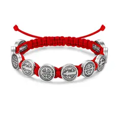 TODOJOYAS - Pulsera Hilo Rojo San Benito Protector 10 Medallas MD1127