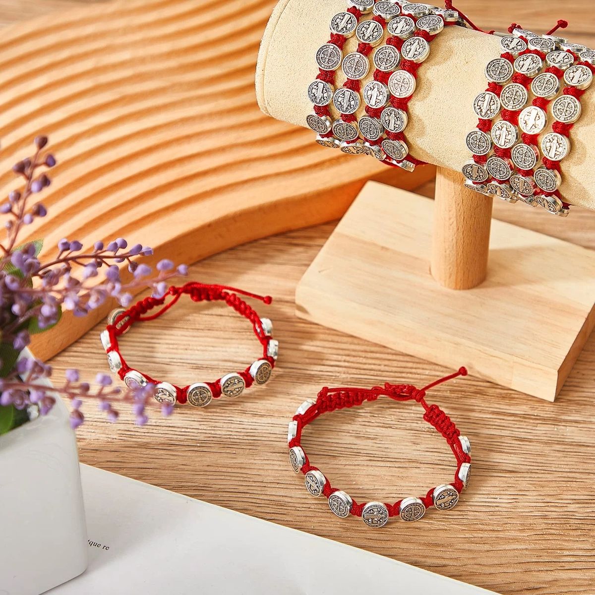 TODOJOYAS - Pulsera Hilo Rojo San Benito Protector 10 Medallas MD1127