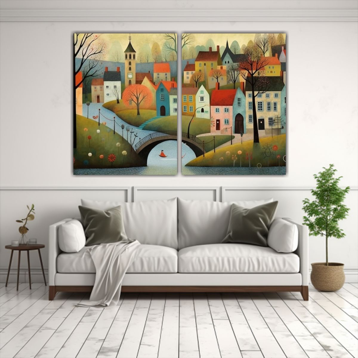 GENERICO - Lienzos Vanguardia Dormitorio Pueblo Caprichoso 80x50 Cm