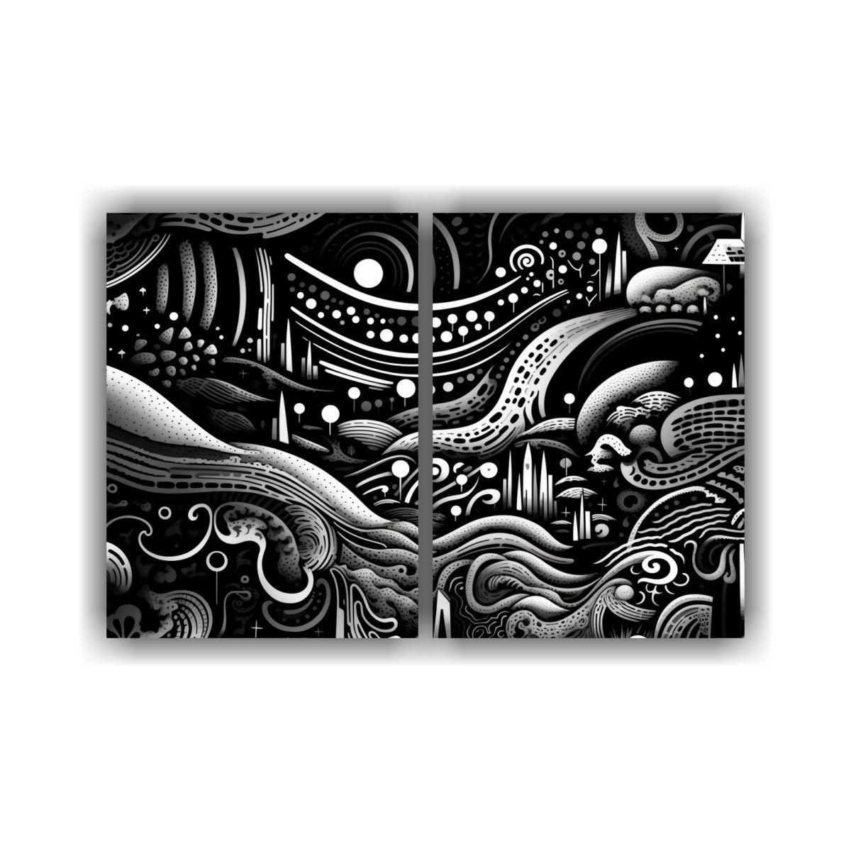 GENERICO - Cuadros Abstractos Estilo Grabado En Madera Para 80x50 Cm