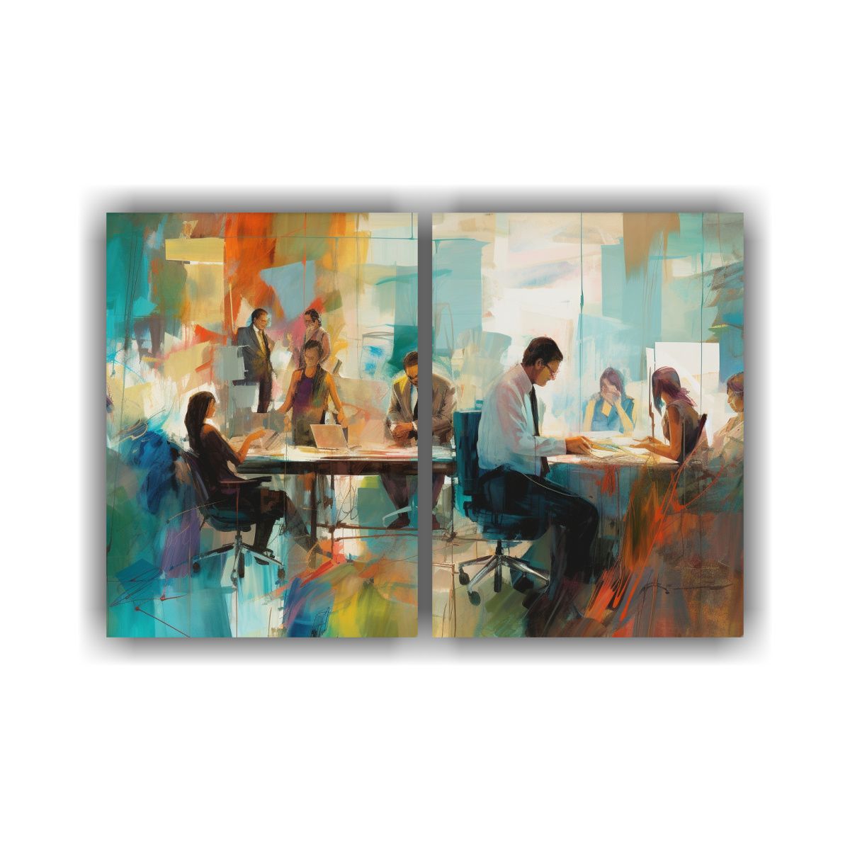 GENERICO - Cuadro Concepto Figuras Grupo De Personas 80x50 Cm