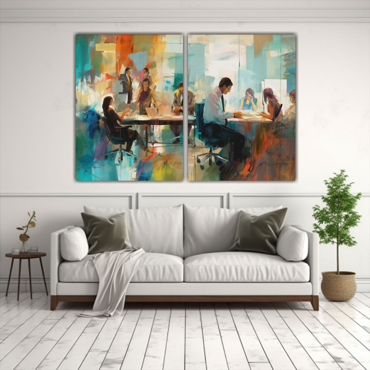 GENERICO - Cuadro Concepto Figuras Grupo De Personas 80x50 Cm