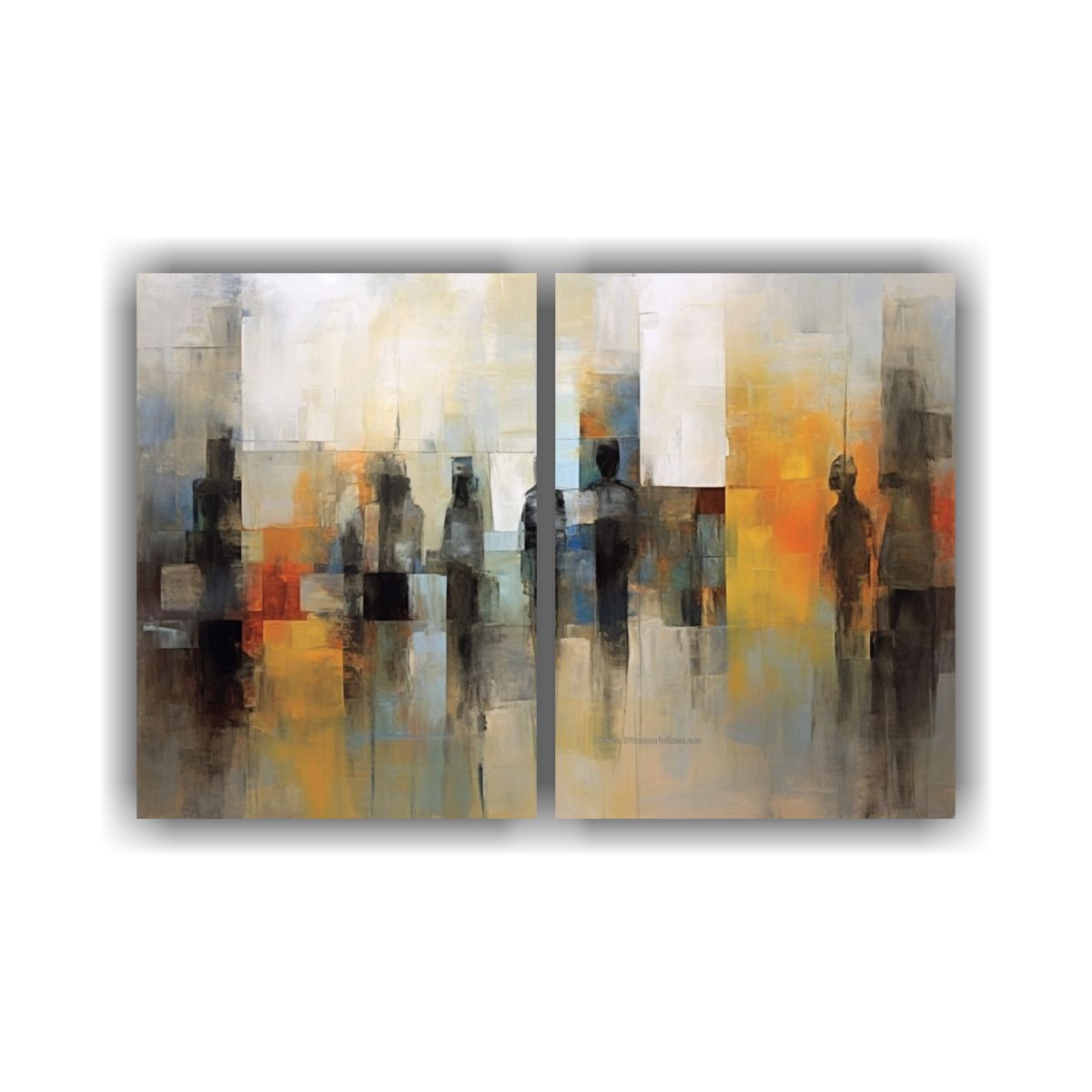 GENERICO - Pintura óleo Dinámica Con Dos Composiciones En 80x50 Cm