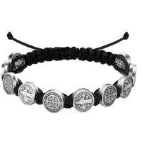 Pulsera Hilo Negro San Benito Protector 10 Medallas MD1128