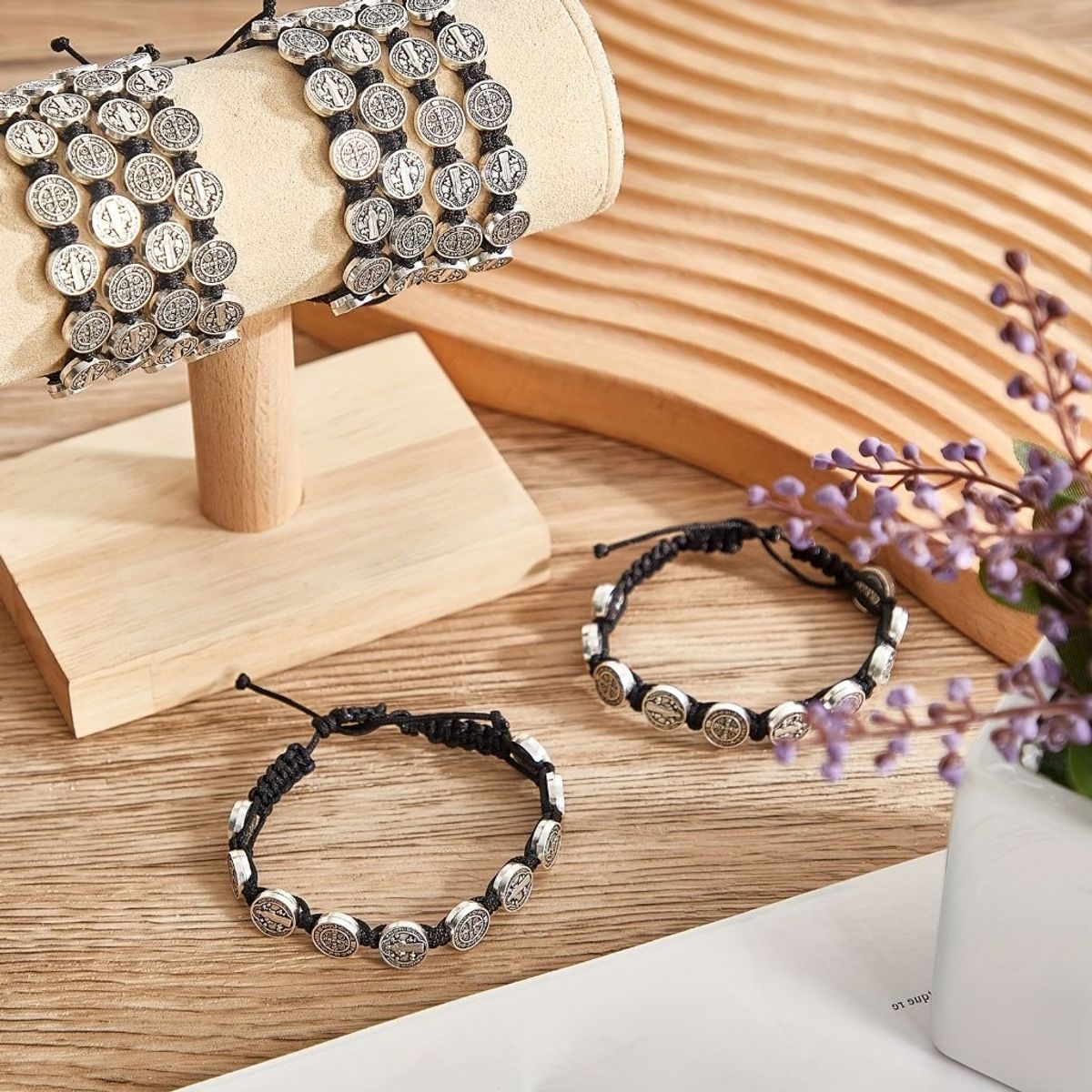 TODOJOYAS - Pulsera Hilo Negro San Benito Protector 10 Medallas MD1128