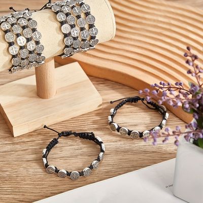 Imagen 2 del producto Pulsera Hilo Negro San Benito Protector 10 Medallas MD1128