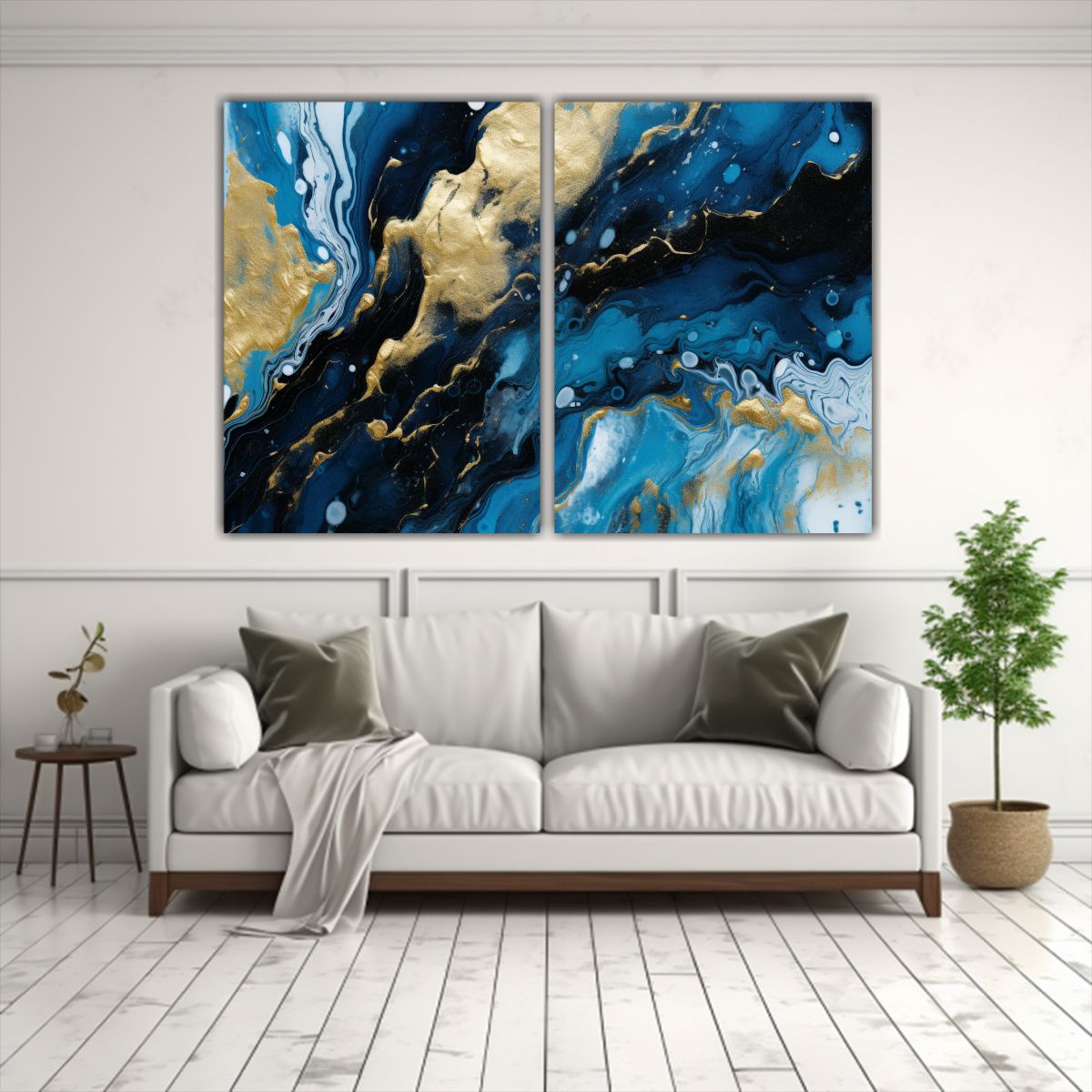 GENERICO - Fondo Moderno Azul Y Dorado De Alta Resolución 40x30 Cm