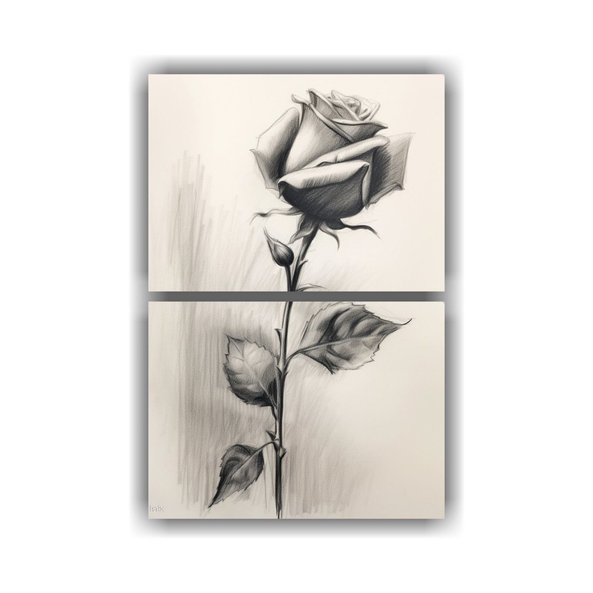 GENERICO - Dibujo Lápiz Grafito De Una Rosa Roja De Cerca 30x40 Cm